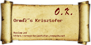 Ormós Krisztofer névjegykártya